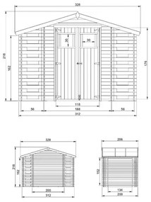 Барака с два навеса - 312 x 200 см – 5 м2