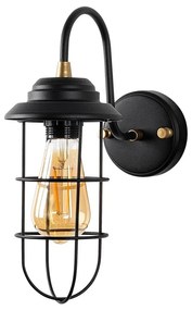 Стенна лампа в черно и златисто ø 10 cm Mahoni – Opviq lights