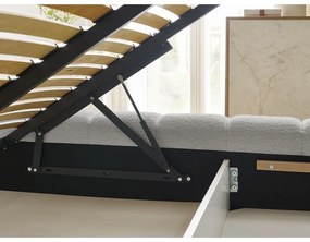 Светлосиво двойно тапицирано легло с място за съхранение с включена подматрачна рамка 160x200 cm Mont Blanc – Bobochic Paris