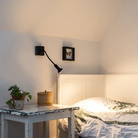 Модерна гъвкава стенна лампа USB черна - Zeno