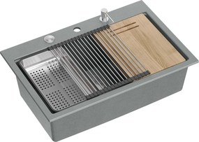 гранитна мивка MARC 110 WORKSTATION Grey Metallic