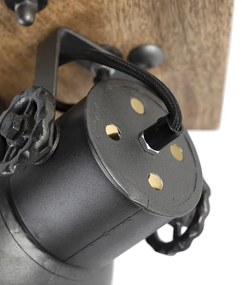 Индустриален прожектор тъмно сив с дърво манго 18 см - Mangoes