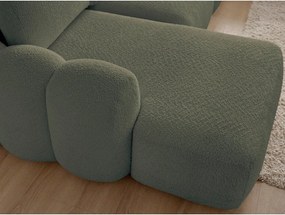 Зелен сгъваем/с място за съхранение ъглов диван от прежда с примки от букле (ляв ъгъл) Montaigne – Bobochic Paris