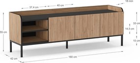 Маса за телевизор от дъбов декор в естествен цвят 160x55x42 cm Adara – Marckeric