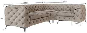 Сиво-бежов кадифен ъглов диван (десен ъгъл/L форма) Chelsea – Ropez