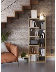 Етажерка за книги с дъбов декор в черен и естествен цвят 60,5x162 cm Klapo - Marckeric