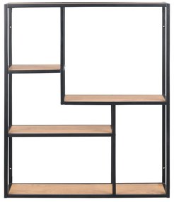 Черна/естествена стенна библиотека от декор от дъб 75x91 cm Seaford – Actona