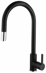 Стоящ смесител за кухня,  Inter Ceramic, ICF 263006 BLACK, с изтеглящ се душ