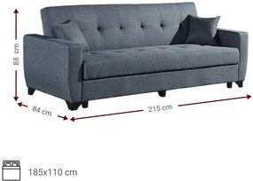 Разтегателен диван Baron 3seater-Сив