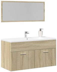 849647 vidaXL Комплект мебели за баня от 2 части, дъб сонома, инженерно дърво