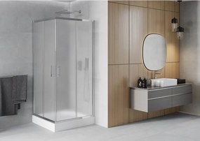 Mexen Rio квадратна душ кабина 90 x 90 см, матирано, хром + поддушово корито,