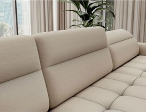 Бежов кадифен разтегателен ъглов диван с място за съхранение (ляв ъгъл U форма) Berrto – ELTAP