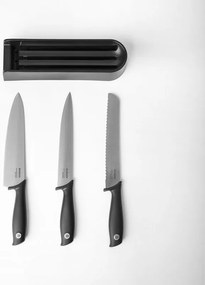 Комплект 3 бр ножове Brabantia Tasty+ 1001176, Закалена стомана, Устойчиви на надраскване и корозия, Тъмносив