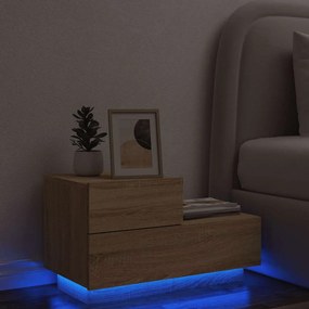 836779 vidaXL Нощно шкафче с LED осветление, дъб сонома, 70x36x40,5 см