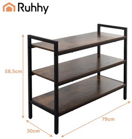 Шкаф за обувки с 3 дървени рафта