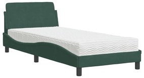 3208334 vidaXL Легло с матрак, тъмнозелено, 90x200 см, кадифе