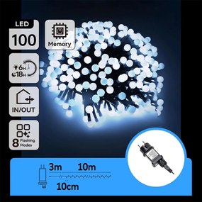 Aigostar - LED външна декоративна гирлянда 100xLED/3,6W/230V/8 функции 10m IP44 студено бяло