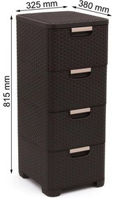 Тъмнокафяв пластмасов висок шкаф за баня 33x79 cm Rattan – Curver