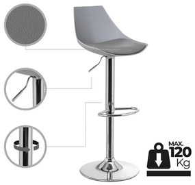 Сиви бар столове в комплект от 2 бр. с регулируема височина от имитация на кожа (височина на седалката 56,5 cm) – Casa Selección