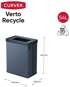 Синьо кошче за боклук за рециклиране от рециклирана пластмаса 54 l Verto Recycle – Curver