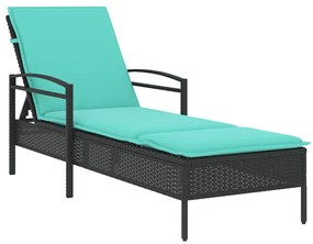 368307 vidaXL Шезлонг с възглавница, черен, 63x200x81 см, полиратан (само за САЩ)