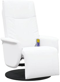 356518 vidaXL Масажен реклайнер стол с опора за крака, бял, изкуствена кожа