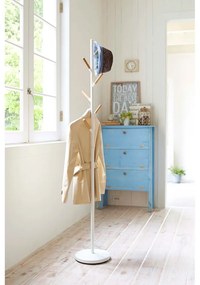 Бяла подова закачалка с детайли от букова дървесина Закачалка за стълб Plain - YAMAZAKI