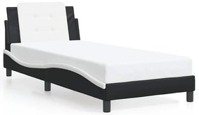 3208147 vidaXL Рамка за легло без матрак Zadar, черно-бяла, 80x200 см, изкуствена кожа