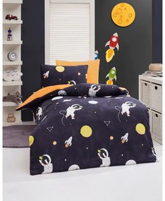 Тъмносиньо-оранжево единично детско спално бельо 140x200 cm Astron – Mijolnir