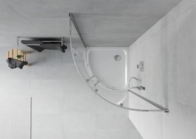Mexen Rio душ кабина полукръгла 90 x 90 см, прозрачна, хром + корито Flat, бял