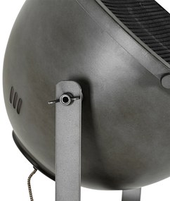 Индустриална подова лампа триножник стомана с дърво наклонена - Emado