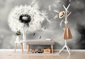 Самозалепващ фототапет – Магическа черно-бяла глухарче