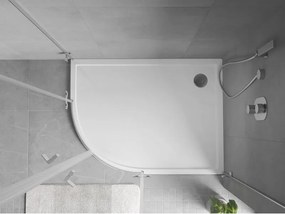 Mexen Flow полукръгъл асиметричен slim десен 100 x 80 см, бял гланц - 46Q108010R
