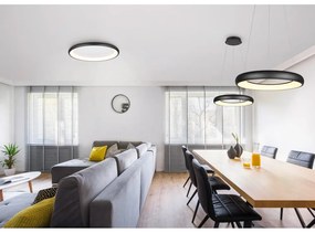 Матово черно LED затъмняващо се висящо осветително тяло с метален абажур ø 62 cm Cardona – Trio