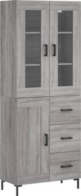 3198663 vidaXL Висок шкаф, сив сонома, 69,5x34x180 см, инженерно дърво