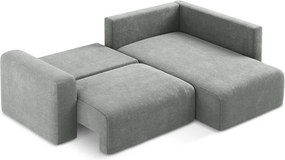 Сив шенилов сгъваем/с място за съхранение ъглов диван (десен ъгъл/L форма) Kona – Makamii