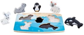 Hape - Дървен пъзел пипни и разпознай Полярни животни