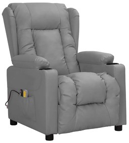 3098812 vidaXL Електрически масажен стол, сив, изкуствена кожа