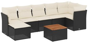 3256084 vidaXL Градински комплект диван с възглавници 8 части черен полиратан