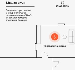 Klarstein Norderney, конвекционна печка, термостат, таймер, 1000 W, 20 m², бяла