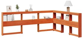 859282 vidaXL Табла за книги с L-образна, восъчнокафява, 140 см, дърво бор