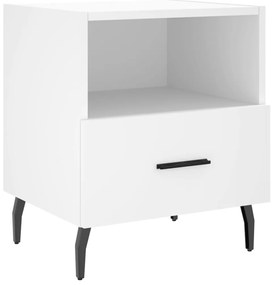 827468 vidaXL Нощно шкафче, бяло, 40x35x47,5 см, инженерно дърво