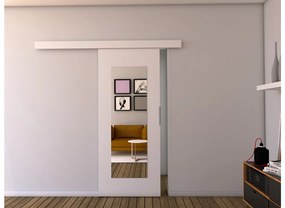 Плъзгаща  врата LIVELLO I с огледало + безшумна система, 96x205, бял