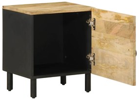 4018624 vidaXL Нощно шкафче, черен, 40x33,5x46 см, грубо мангово дърво масив
