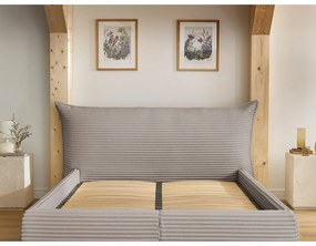 Бежово двойно тапицирано легло с място за съхранение с включена подматрачна рамка 180x200 cm Jade – Bobochic Paris