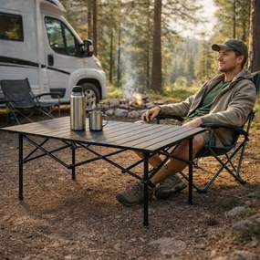 Сгъваема маса за туризъм, къмпинг - черна маса за пикник Šírka: 55 cm | Dĺžka: 120 cm