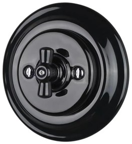 Bohemia-Design - Порцеланов ретро въртящ се ключ с рамка № 7, черен