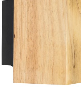 Рустикална стенна лампа дърво квадратна 2-светлина - Sandy