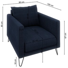 Тъмносиньо шенилово кресло Freya – Ropez