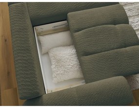 Сгъваем/с място за съхранение ъглов диван от прежда с примки от букле в цвят каки (десен ъгъл) Roxelane – Bobochic Paris